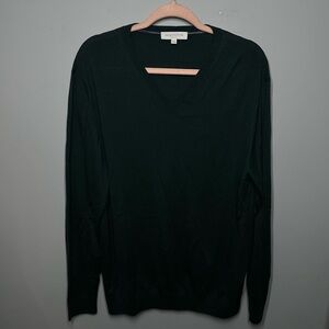 Jack Victor Long Sleeve V Neck Wool Cashmere Silk Sweater Dark Green